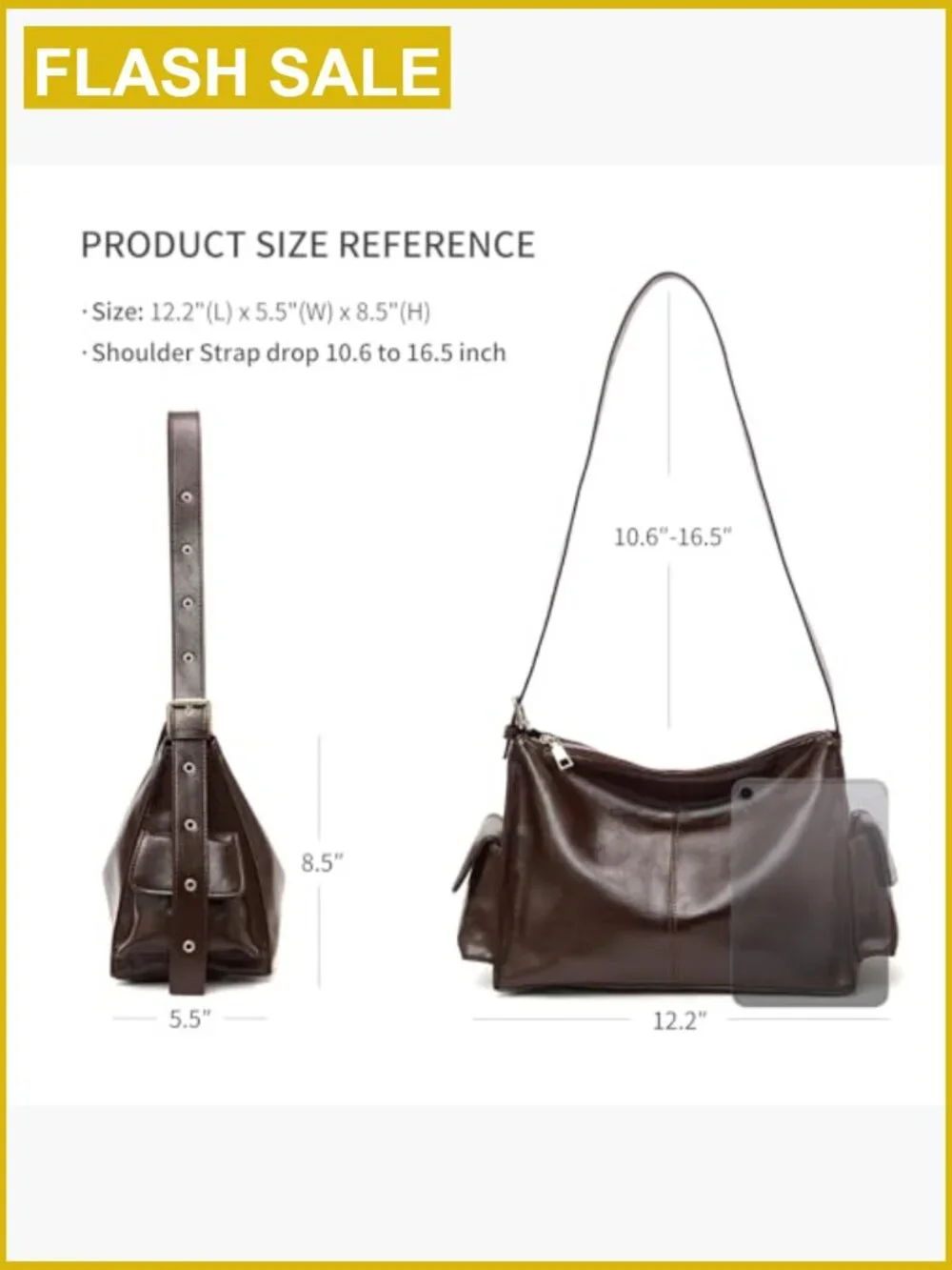 Vegan Leather Hobo Slouchy Shoulder Bag with Adjustable Strap Y2k